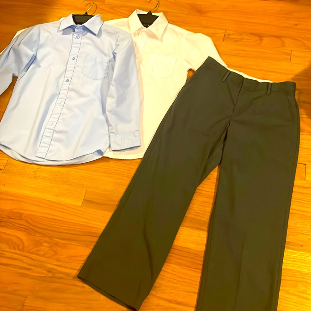 Bundle of George gray pants and shirts boy size 10/12